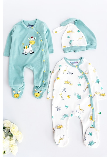Babymod Zürafa Figürlü Uzun Kollu İkili Bebek Tulum 001