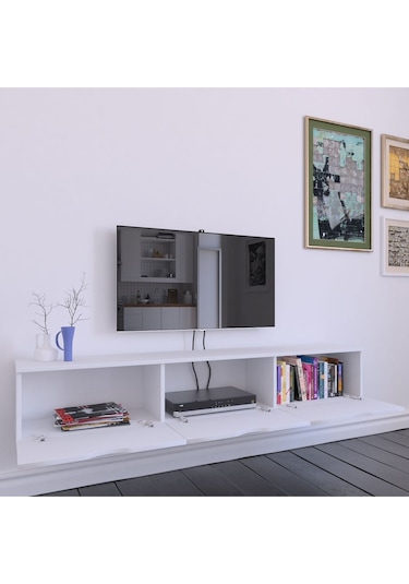 Luzon Tv Sehpası Tv Ünitesi Beyaz