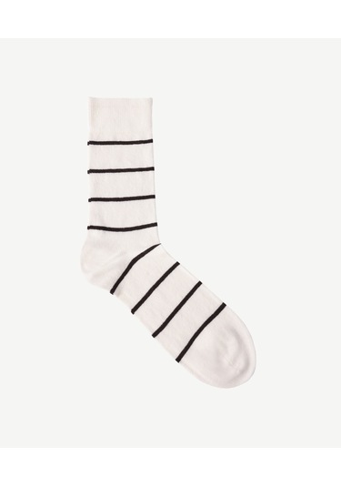 Yargıcı Çizgi Detaylı Erkek Çorap Ekru-siyah Ekru - Siyah