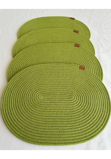 Jüt Amerikan Servis Sofra Altlığı, Masa Dekoru Supla Oval 30x40 4lü Fıstık Yeşil