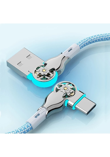 Tekagene Pd 60w 180 Dönüşlü Süper Hızlı Şarj Kablosu Samsung Uyumlu S24/s23/s22 Ultra A54/a53 Note 20+ 5g Usb-cgökyüzü Mavi1m