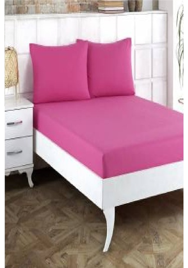 Altın Karma Çift Kişilik İnce Penye Lastikli Çarşaf 150x200 Cm 2 Adet Yastık Kılıflı Fuşya
