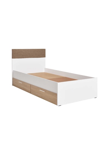 Adoremobilya Base Genç Odası 2 Çekmeceli Tek Kişilik Karyola - İtalyan Meşe-Beyaz