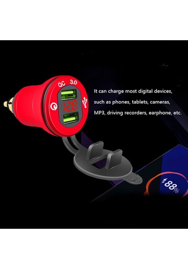 Youmex Çift Usb Portlu Hızlı Şarj Cihazı İle 12-24v Araçlar İçin Metal Araç Şarj Adaptörü