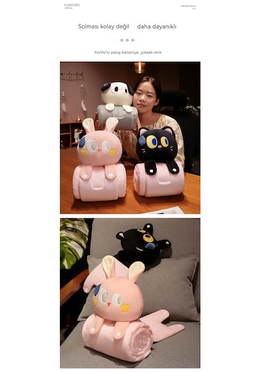 Karikatür Ofis Öğle Yemeği Molası Battaniye-beyaz