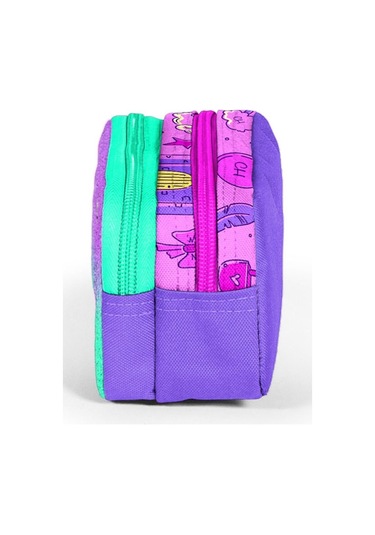 Coral High Kids İki Bölmeli Kız Çocuk Pembe Yeşil Prenses Ve Unicorn Kalem Çantası Kalemlik