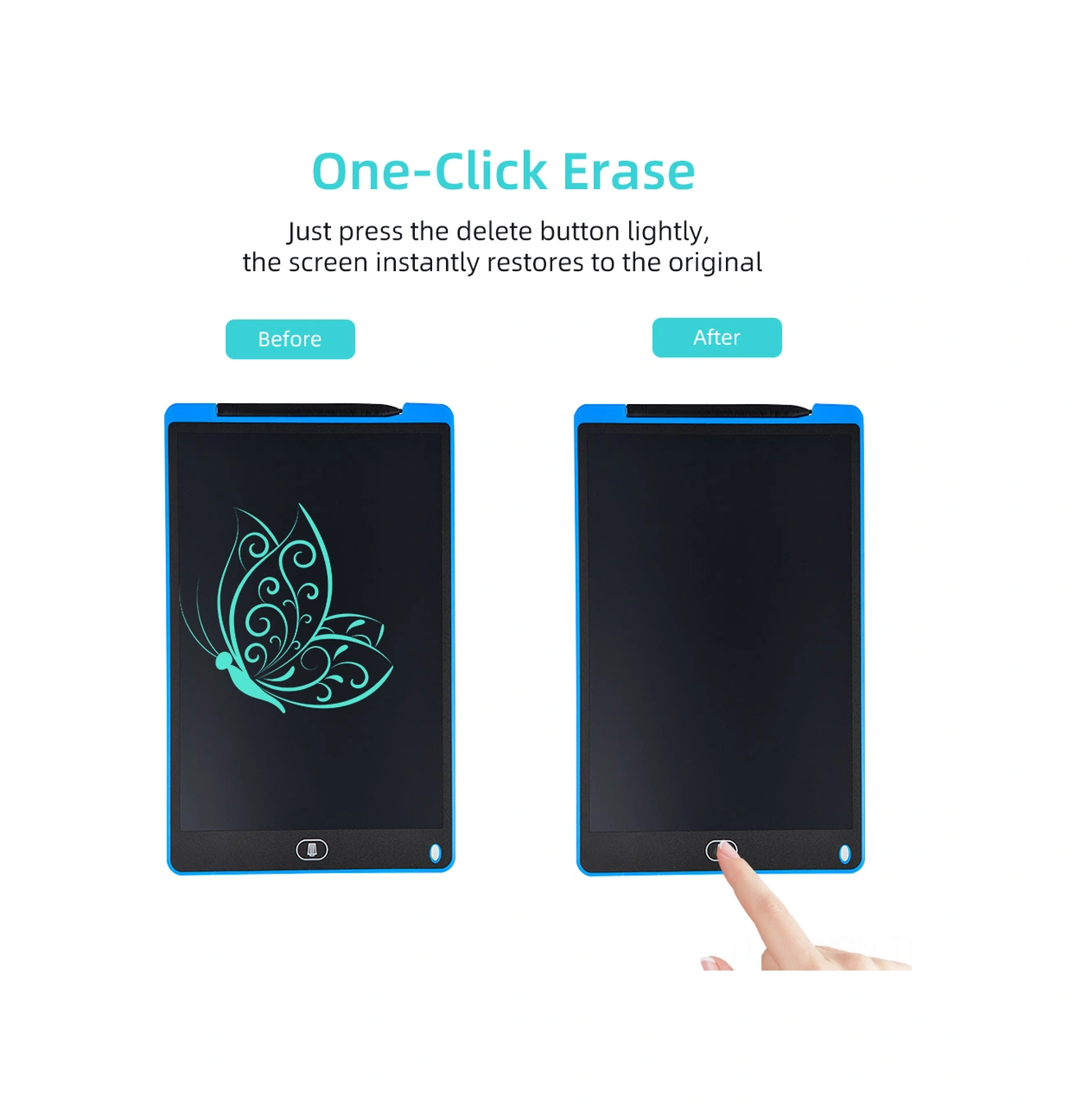 Neevoyu 12 İnç Renkli Lcd Çizim Tahtası - Çocuklar İçin El Yazısı Tablosu, Tek Tuşla Silme Ve Kilitleme Fonksiyonu, Yeşil İç İçe Düğme Pil Yeşil