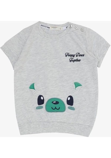 Erkek Bebek Ayıcık Detaylı Eşofman Takımı-14565 Gri