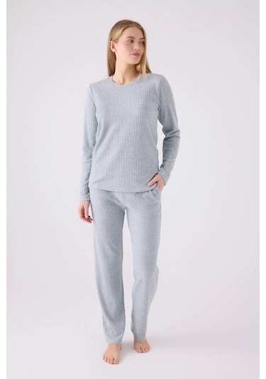 Pierre Cardin 8908 Uzun Kollu Kadın Pijama Takımı Yeşil Çok Renkli