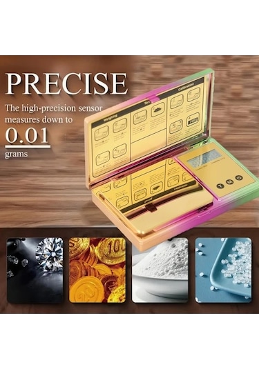 Fastbuy Dream011 Krom Gökkuşağı Tartı 200g, Mini Cep Tartı, Renkli, Pratik Gıda Onsu Renkli