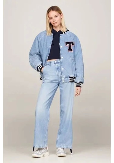 Tommy Hilfiger Kadın Letterman Denim Ceket Denim