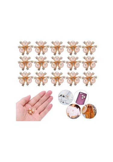 Lemestar Şampanya Rengi 3 İmitasyon İpek Çiçek, Cam Taşlı Broş, Gömlek Yaka/üst Dekorasyon, 20 Adet, Dikiş/çapaklı Kullanim, El Yapımı Aksesuar Malzemesi Çok Renkli