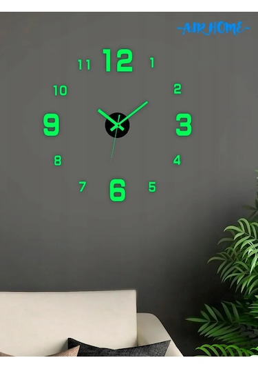 Aır Home Ev İçin Karanlıkta Parlayan Dekoratif Duvara Asılan Saat 440750533 Yeşil