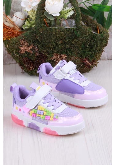 Fort Cool Legos Rahat Hafif Sneaker Işıklı Kız Çocuk Ayakkabı Mor