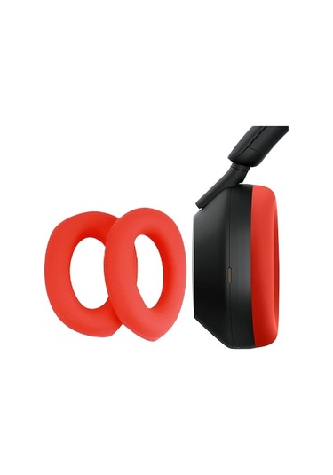 1 Çift Sony Wh-1000xm5 Kulaklık Deri Sünger Kapak Kulaklıklar Kırmızı Kırmızı