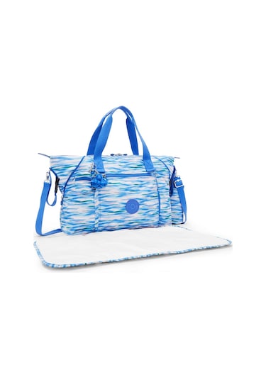 Kıplıng Art M Baby Bag Bebek Çantası Alt Değiştirme Şilteli,biberon Ve Emzik Tutuculu Desenli Dıluted Blue Mavi