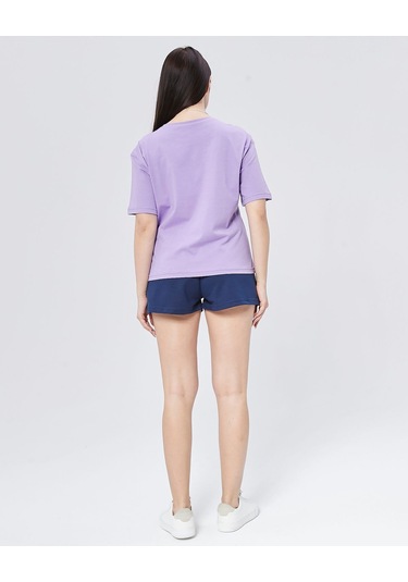 Bella Dossi Pamuklu Kısa Kollu Baskılı Şortlu Kadın Pijama Takımı Mor