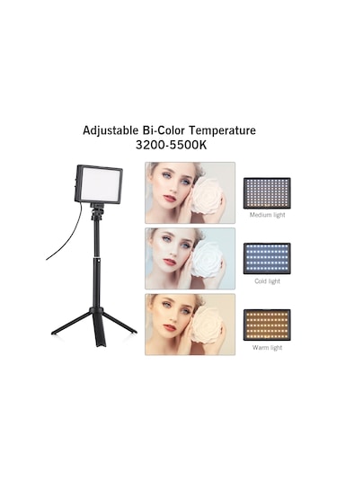 Andoer Masaüstü Fotoğrafçılığı 15w Led Video Işık Seti Siyah 2 Paket Siyah