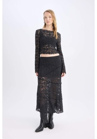 Defacto Coool A Form Yüksek Bel Dantel Maxi Etek E1795ax24wnbk81 Siyah