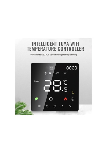 Hfambition Siyah Akıllı Su Isıtma Termostati - Wifi & Tuya Uygulaması, Ses Kontrolü, Dokunmatik Renkli Ekran, Manuel/otomatik Mod, Ip20 3a