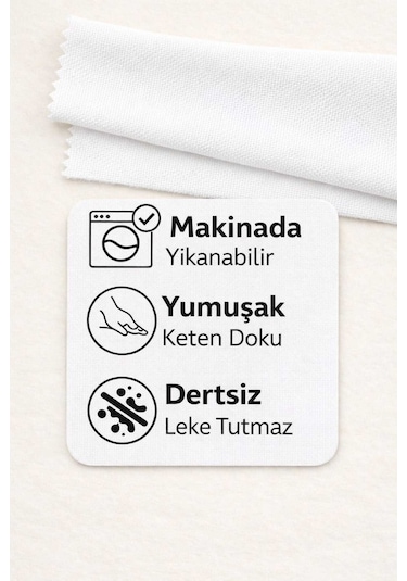 Perdeyap1980 Kadife Dokulu Beyaz Renk Masa Örtüsü Beyaz