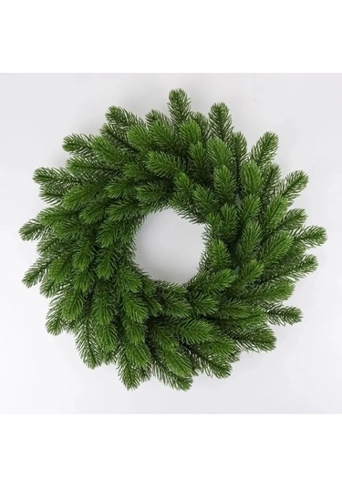 Kangvka Yeşil Plastik Noel Çemberi - 38cm Ev Dekorasyonu, Simülasyon Bitki, Mağaza Ve Ev Sahnesi Süsleme