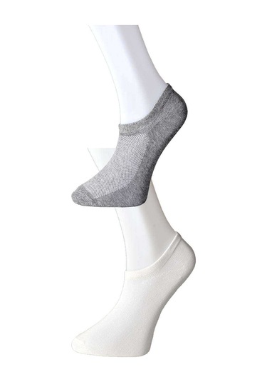 Gri Ve Beyaz Erkek Görünmez Çorap 9 Çift Antra Melanj