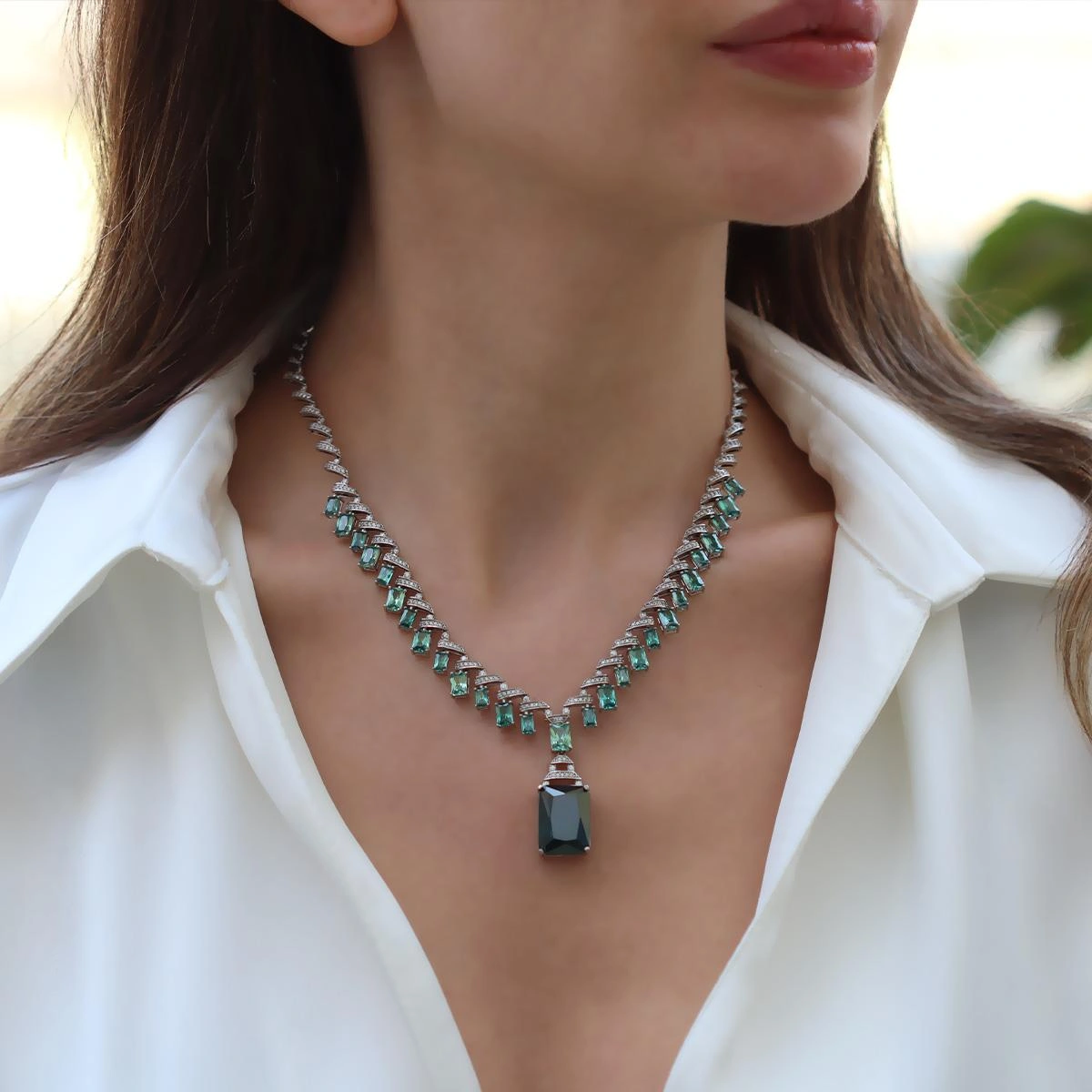 Aleksandrit Işıltısı Gümüş Gerdanlık Gümüş