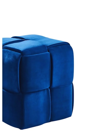 Most Spiral Kare Puf 19 Lacivert Kadife Kumaş Evinize Teslim