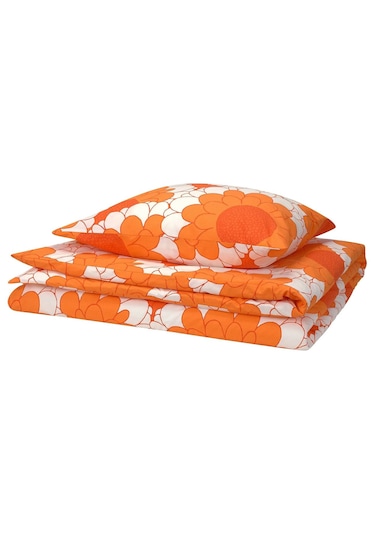Ikea Kransmalva Turuncu 150x200/50x60 Cm Tek Kişilik Nevresim Set