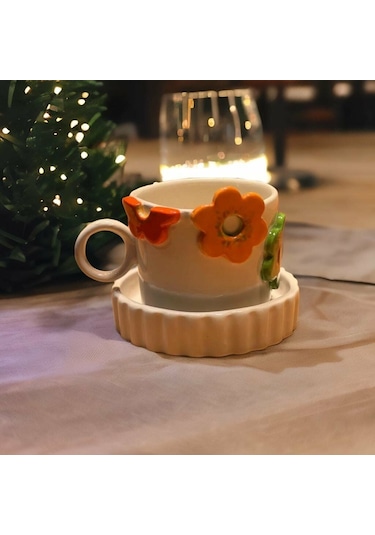 Renki Çiçekli Fincan Mug