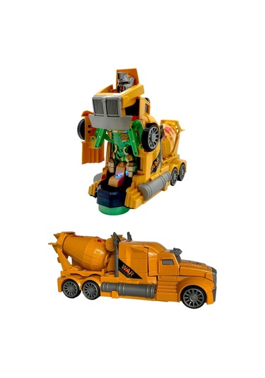Robota Dönüşen Sesli Işıklı Çarpıp Dönen Oyuncak Beton Mikseri 21cm