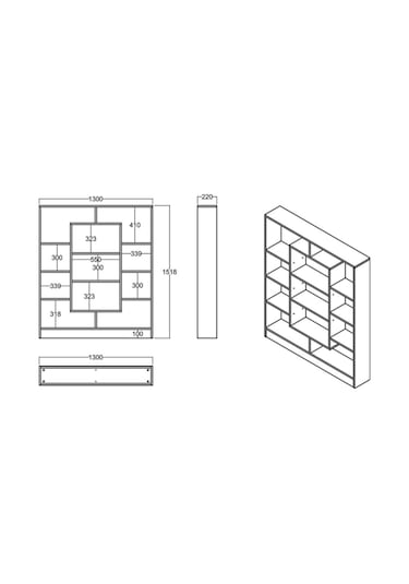 Venüs Kitaplık - Parlak Beyaz / Ceviz