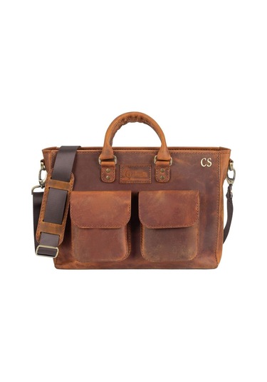 Isminize Özel Deri Evrak / Laptop Çantası-127643 Siyah