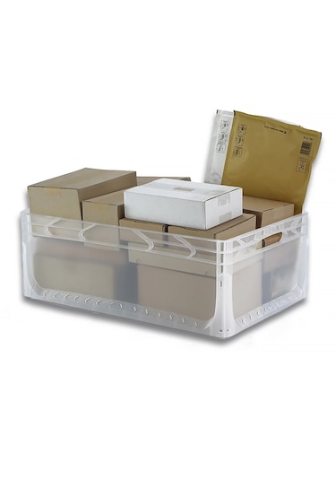 Alpbx 1.kalite Şeffaf Plastik Kasa 60x40x22 Cm - Kutu 44 Litre Şeffaf