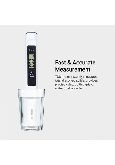 Kosona Beyaz Dijital Tds Su Test Cihazı - 0-9990 Ppm Aralığı, Hassas Prob, Doğruluk 2%, Pil Yok Tds-m3 Beyaz