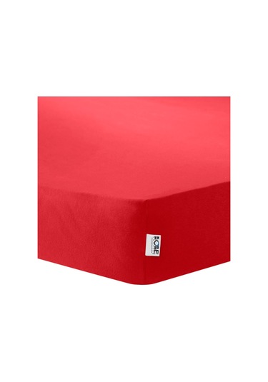 Penye Lastikli Çarşaf, Çift Kişilik, Kırmızı, %100 Pamuk Örme Kumaş, 130 Gr/m² Kırmızı