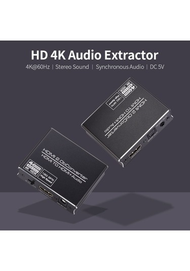 Pazly 4k Ses Çıkarıcı, 5.1 Ses Kanal, Hd Görüntü, Stereo Ses, Dc 5v, Optik Fiber, 3.5mm Arayüz