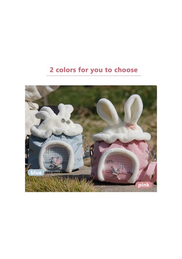 Vkemall Küçük Evcil Hayvanlar İçin Kışlık Taşıma Çantası - Tavşan Kadife, Havalandırmalı, Elini Serbest Bırakır Pembe