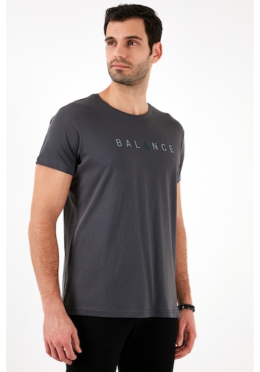 Buratti Pamuklu Slim Fit Bisiklet Yaka Erkek T Shirt 541Balance Füme