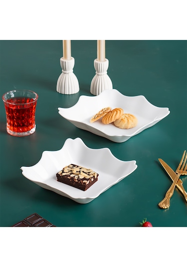 Porsima Porselen 2li Sunumluk Kahvaltılık Mini Tabak Seti 19x21cm