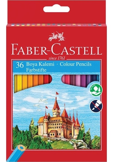 Faber-Castell 36 Renk Boya Kalemi,Canlı ve Parlak Renkler,Kırılmaya Dayanıklı Uçlar,Ergonomik Tasarım, Karton Kutu
