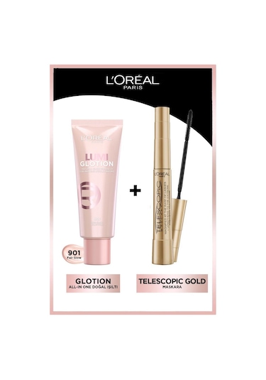 L'Oréal Paris Telescopic Maskara + Glotion All-In-One Doğal Işıltı 901 Fair Glow
