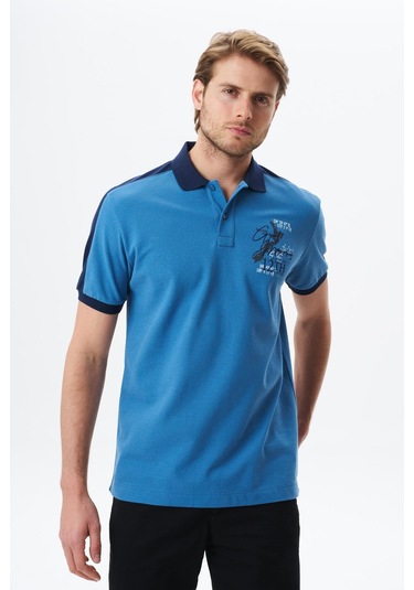 Arma Erkek Regular Fit Baskılı % 100 Pamuk Pike Polo Yaka Tişört Y29374356002 Mavi