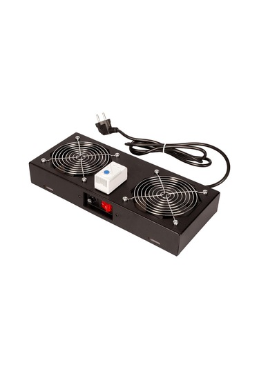 Lande 2 Li Fan Modülü Termostatlı, Switchli Anahtarlı Duvar Tipi Siyah Ral 9005