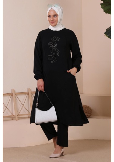 Kadin Buyuk Beden Alt-üst Takım Cepli Ve Taş İşlemeli 001