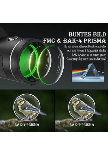 Monoküler Dürbün, 12x50 Yüksek Çözünürlüklü Monoküler Teleskop Akıllı Telefon Tutucu Tripodlu Yetişkinler