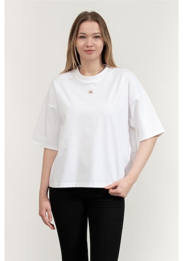 Calvin Klein Bayan T Shirt Lv047d204g Yaa Beyaz Beyaz