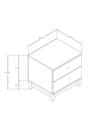 3780 Desa 2 Çekmeceli Mdf Profil Ayaklı Komodin Beyaz - Sepet
