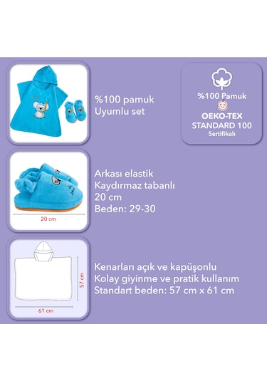 Milk&moo Çocuk Panço Ve Ev Terliği Cool Koala Mavi